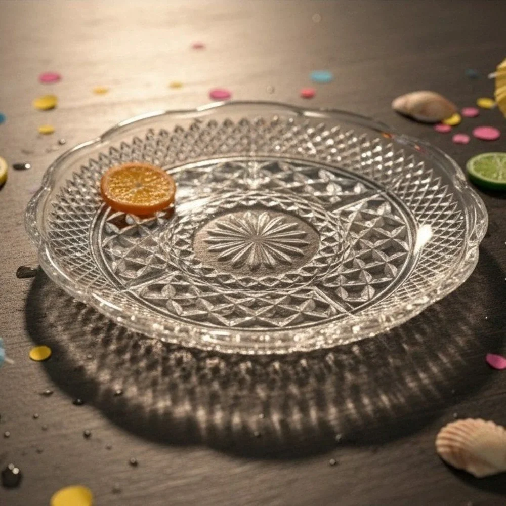 Anchor Hocking Wexford‎ 5-Part Divided Relish Dish, Pressed Glass Serving Tray
